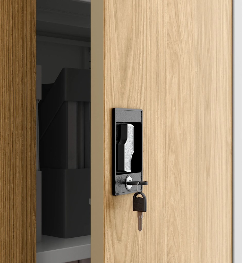 Magas fém irodai iratszekrény, fehér/arany tölgy, 900x1950x400 mm: JAN H Eco Design