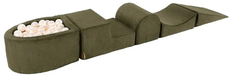 Khaki kordbársony habszivacs játszótér 5 db-os magasság 30 cm 250x45 cm Montessori – Meowbaby