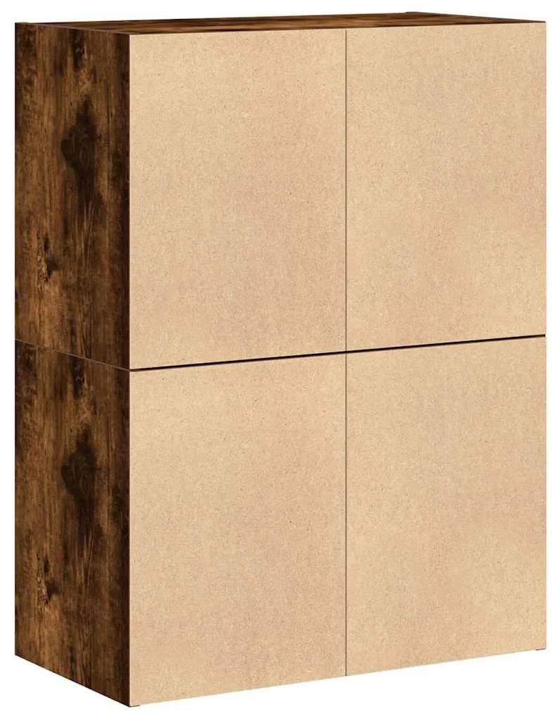 2 db füstölt tölgy szerelt fa szekrény 2 fiókkal 60 x 31 x 40cm