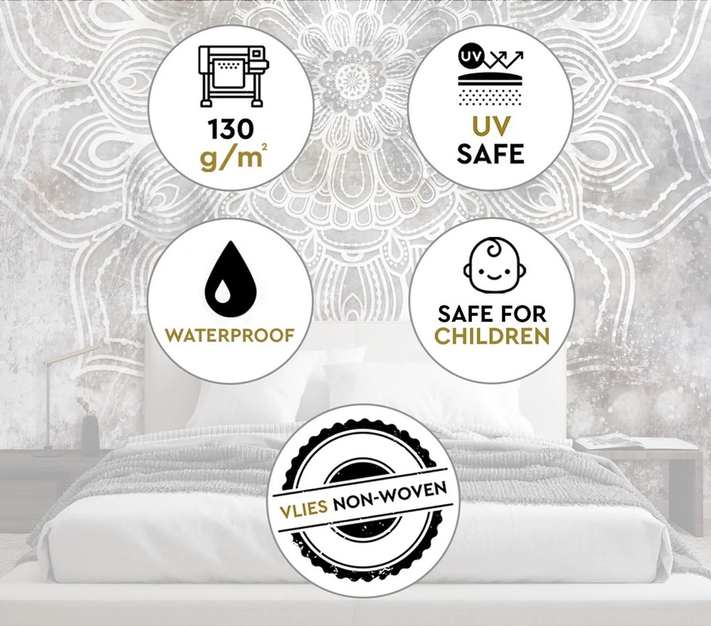 Gario Fotótapéta Szürke mandala Anyag: Vlies, Méret: 350 x 245 cm