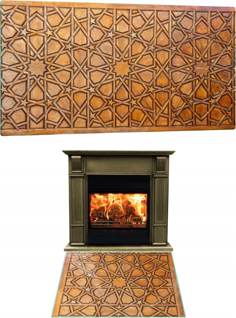 Kandalló Alatti Üveg Edzett Üveg Állvány Méret 80x52cm Grafika Mozaik