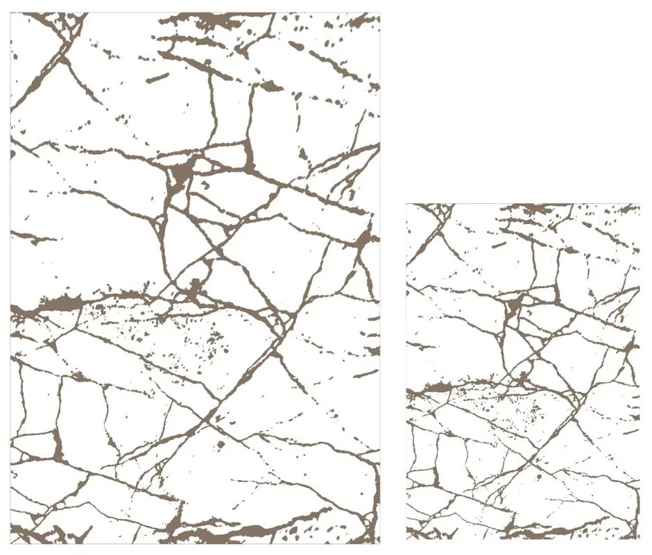Fehér-barna fürdőszobai kilépő szett 2 db-os 60x100 cm Cracks – Mila Home