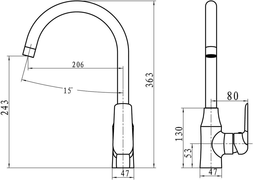 Novaservis Nobless Tina Mosogató csaptelep állvány, kifolyó kar 220 mm, króm, 38713.0