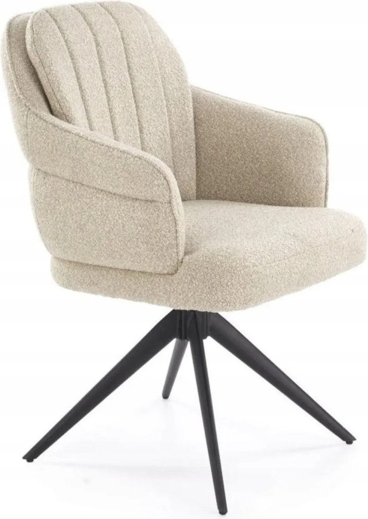 Bézs kárpitozott forgószék karfával a konyhába K570