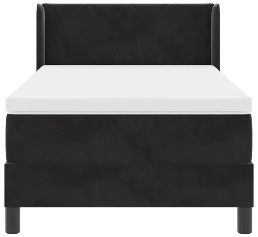 Boxspring Ágy Matraccal Fekete 90x190 cm Bársonyos