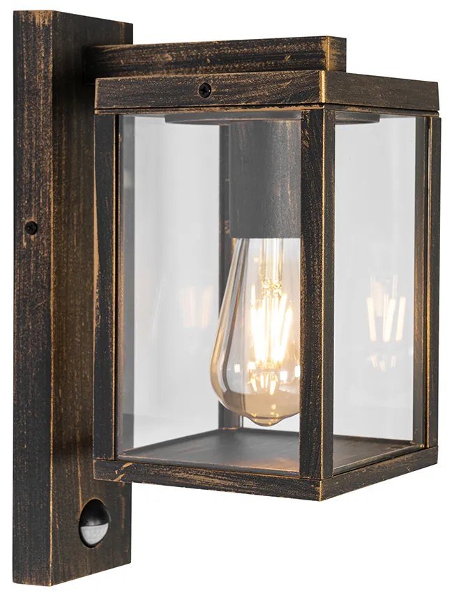 Kültéri fali lámpa antik arany mozgásérzékelővel IP44 - Charlois