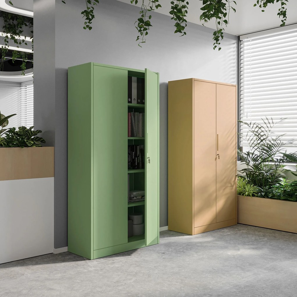 Zárható irodai szekrény JAN, 900 x 1850 x 400 mm, Fresh Style: bézs