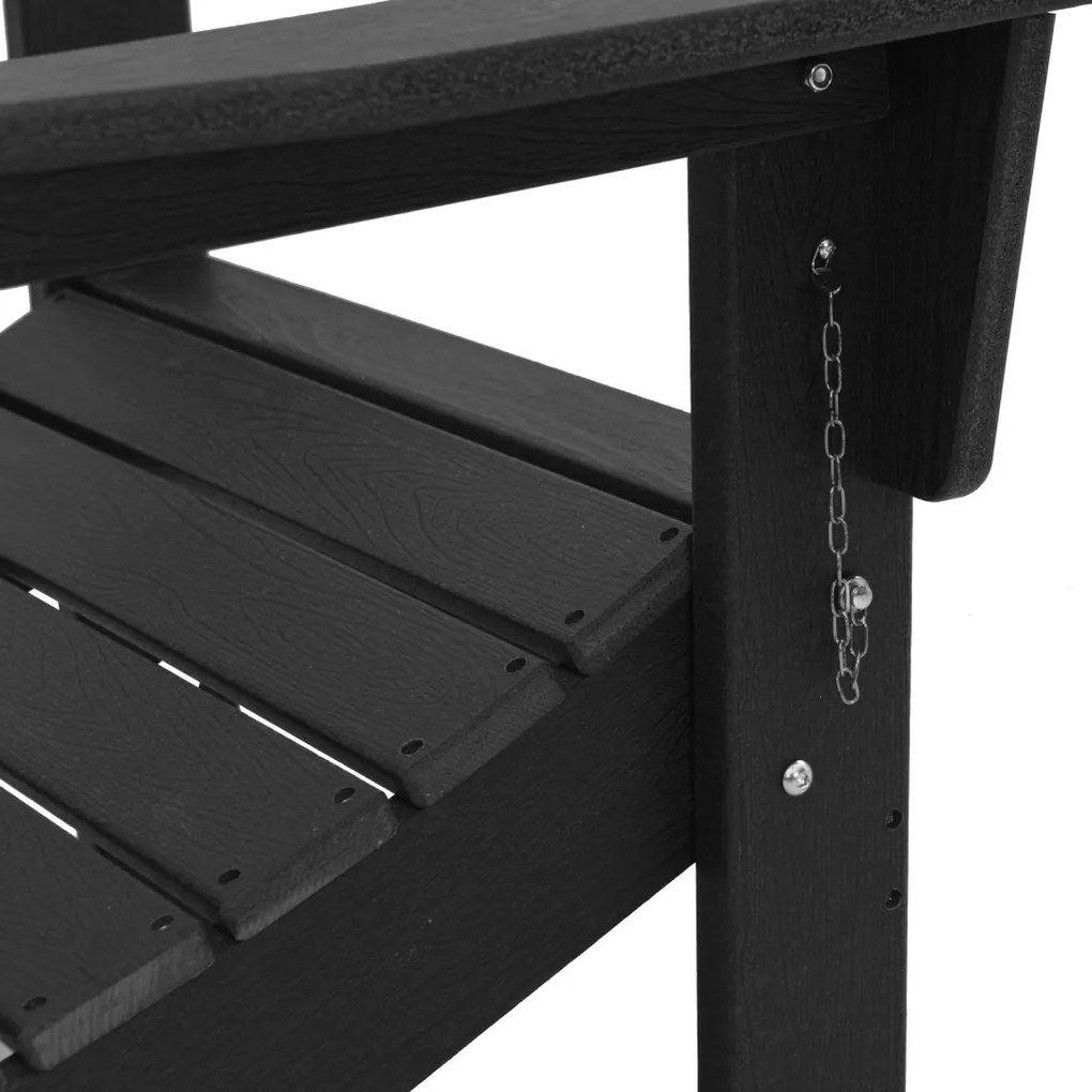 összecsukható Adirondack szék fekete 74,5x80,5x90 cm HDPE