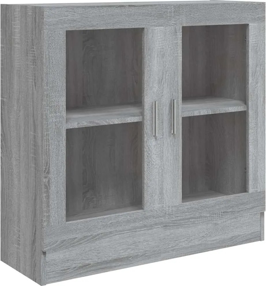vidaXL szürke sonoma színű szerelt fa vitrinszekrény 82,5x30,5x80 cm