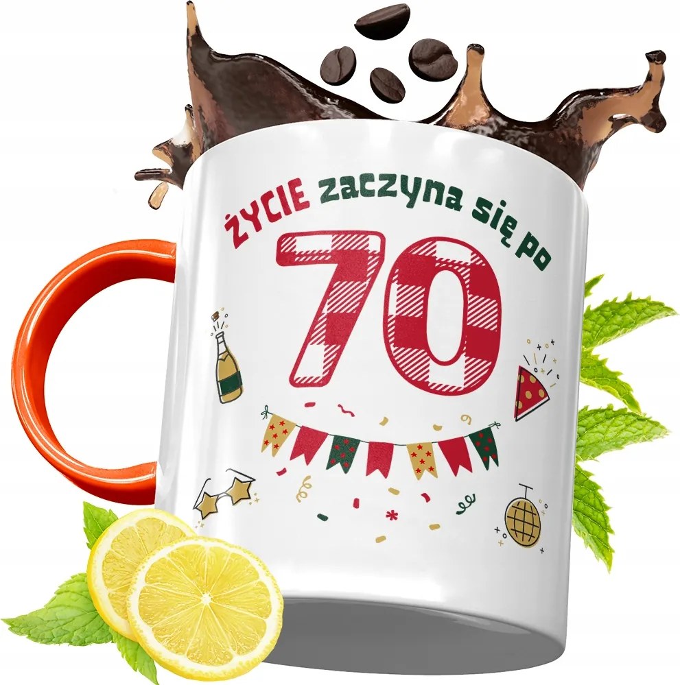 Narancssárga Szülinapi Bögre 70 70-ES 70-ES Ajándék fényképes nyomattal