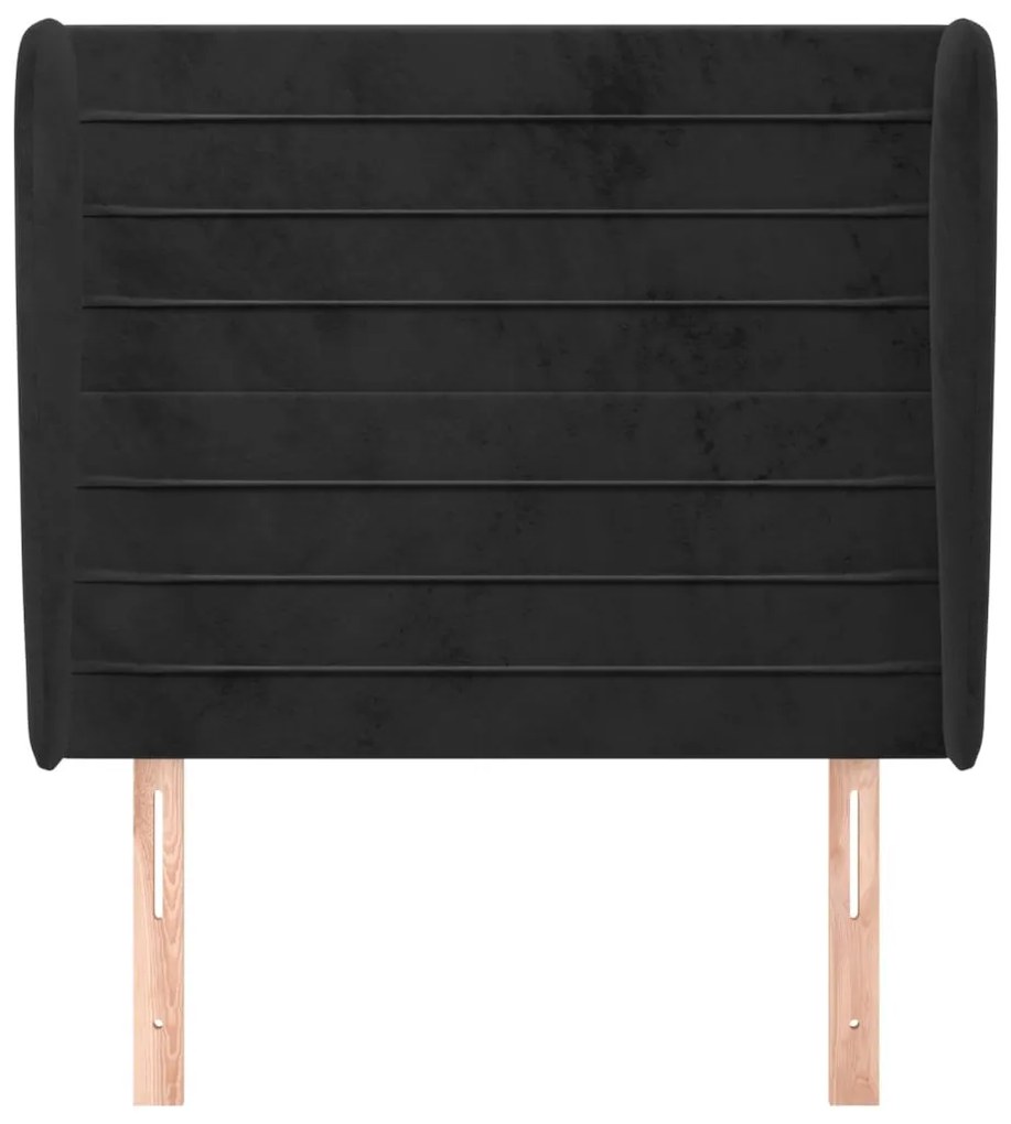 fekete bársony fejtámla szárnyakkal 103 x 23 x 118/128 cm