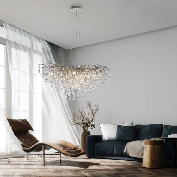 Paul Neuhaus 2192-55 - Csillár zsinóron ICICLE 10xG9/40W/230V 50x100 cm króm