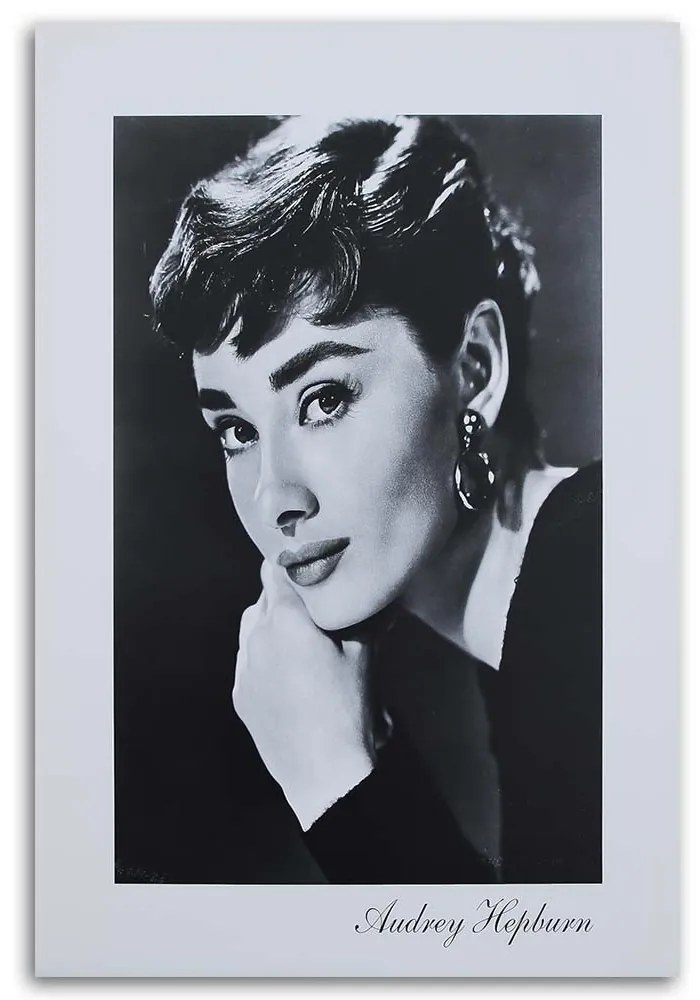 Gario Vászonkép Audrey Hepburn - fekete-fehér portré Méret: 60 x 90 cm