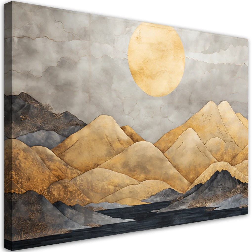 Gario Vászonkép Japán táj arany hegyek Méret: 90 x 60 cm