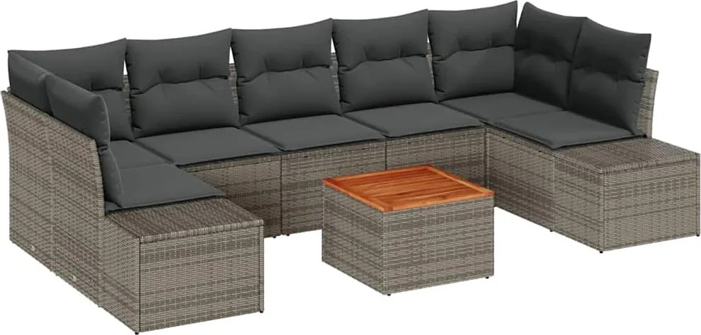vidaXL Kerti Kanapé Szett tárolóval 8 pcs Szürke polirattan