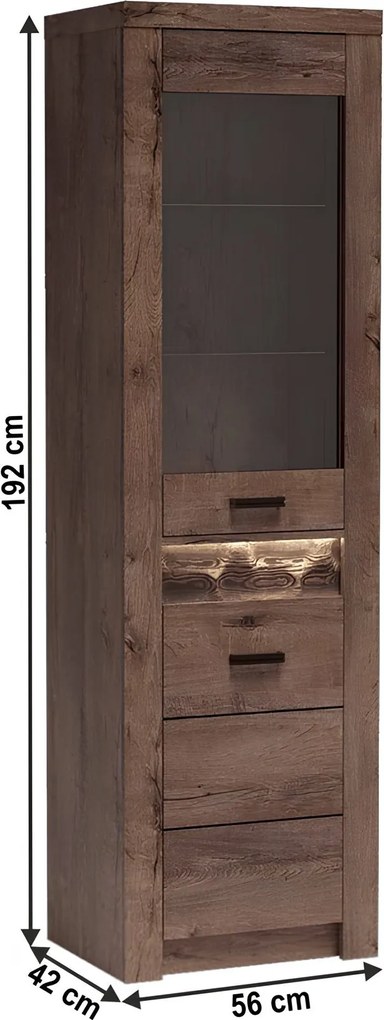 Vitrines szekrény, kőris sötét, INFINITY I-04