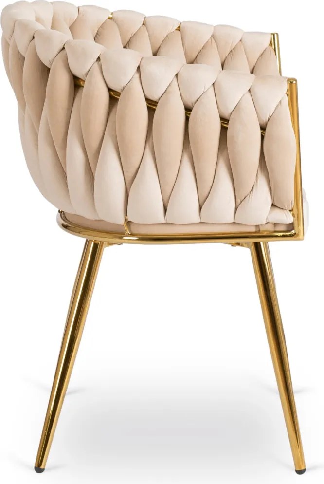 Krzesło CAPI Kremowe Plecione Welurowe