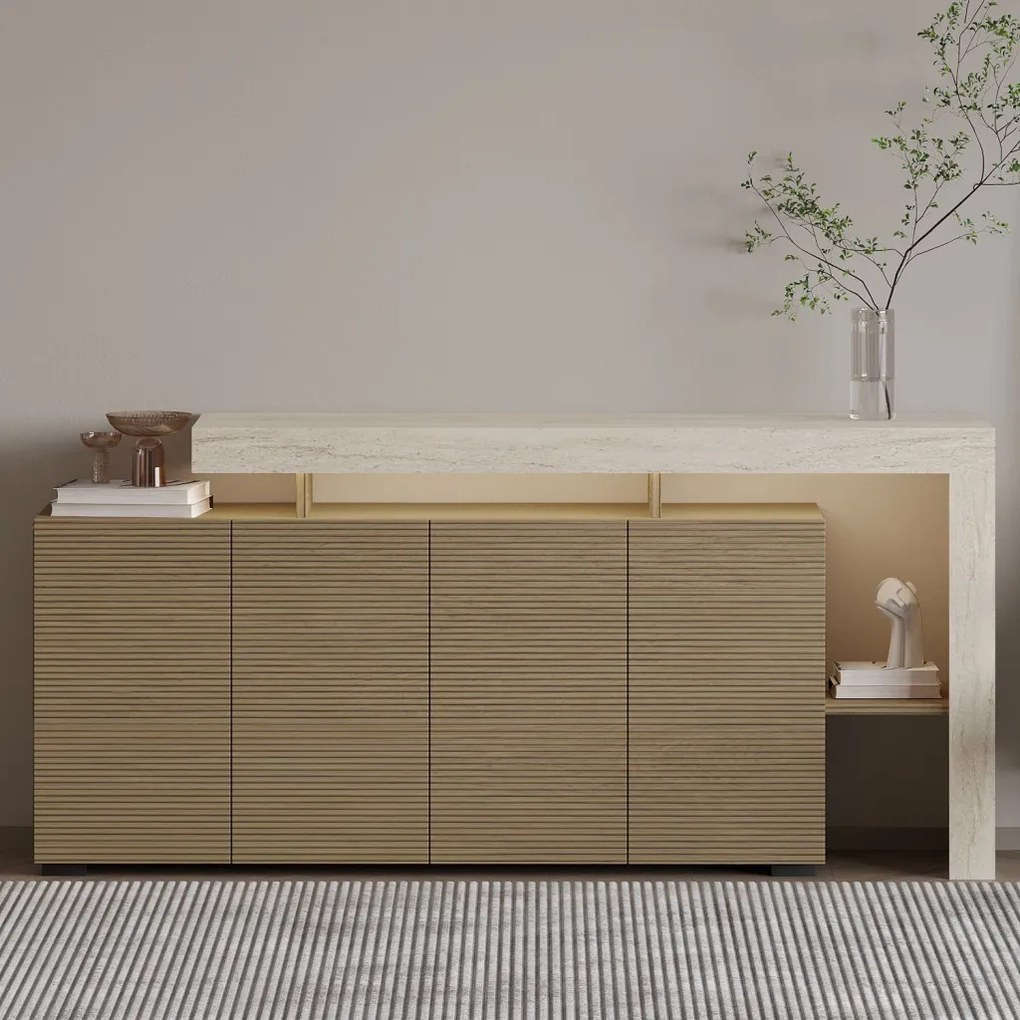 Beliz - Travertine, Warm Oak