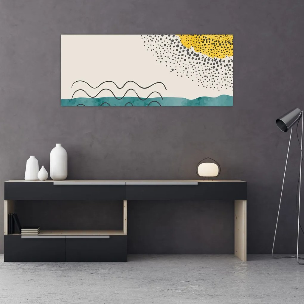 Kép - Absztrakt festmény a strandról N⁰1 (120x50 cm)