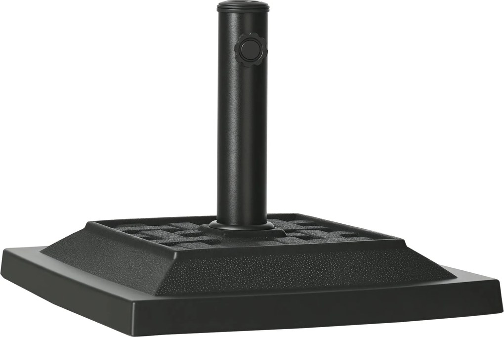 Outsunny 12 kg-os négyzet alakú napernyő tartó, napernyő súly, napernyő tartó 32/38/48 mm-es oszlop átmérőhöz, erkélyre, teraszra, kertbe, fekete | Ao