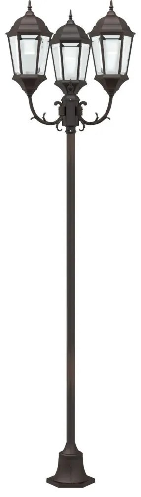 Kerti Lámpaoszlop 3-Lámpás E27 Bronz 220 cm Alumínium