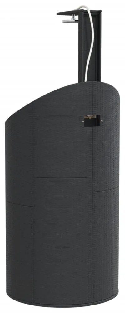 fekete polyrattan és akácfa kültéri zuhanyzó 100x100x241,5 cm