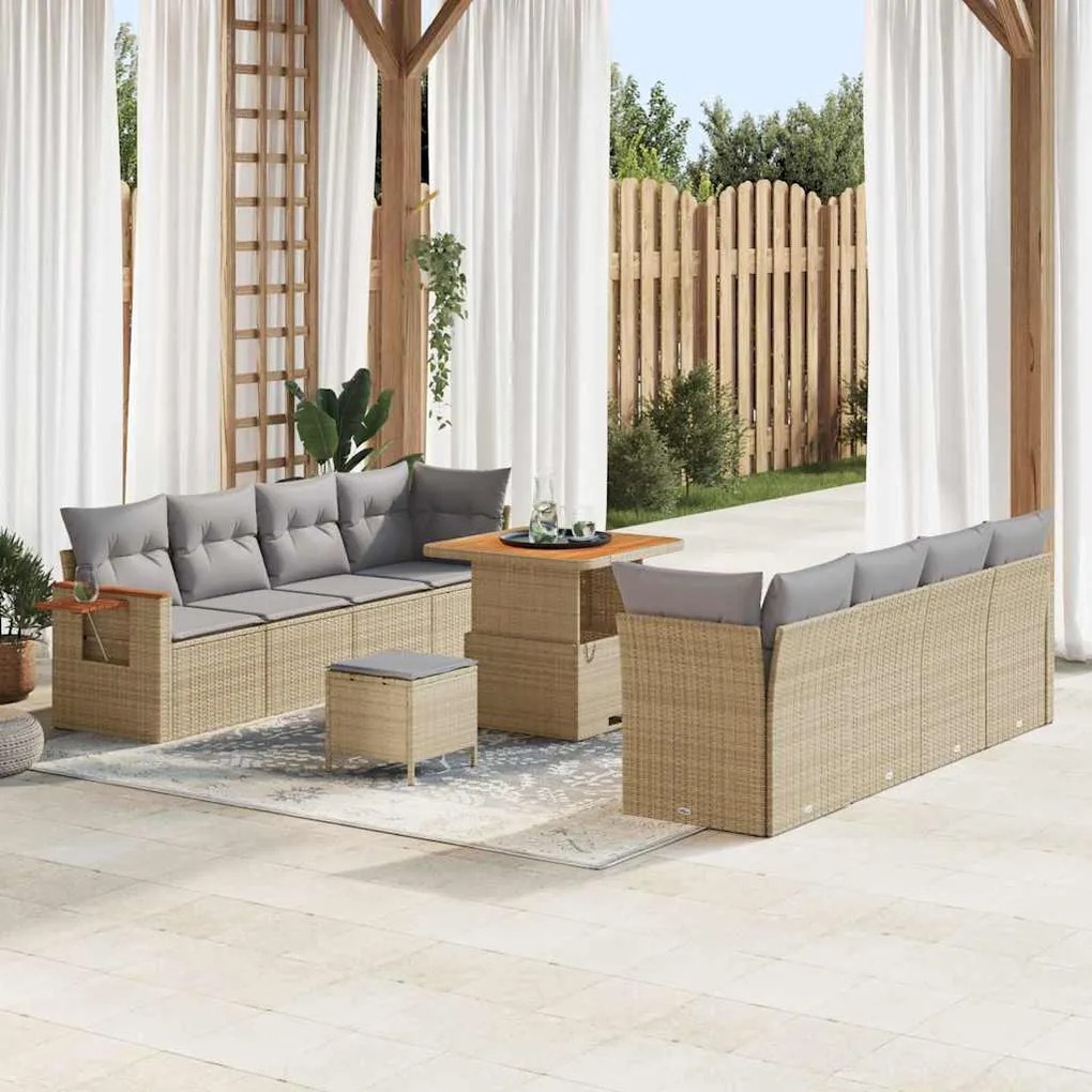 Kerti Kanapé Szett 11 pcs bézs és világosszürke 80 x 80 x 71 cm