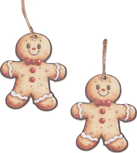 Karácsonyfadísz medál 10db-os Mézeskalács emberke 7cm Karácsonyi díszek