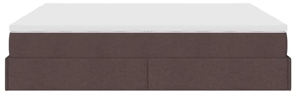 Ottomán ágykeret matracokkal Sötétbarna 180x200cm szövet