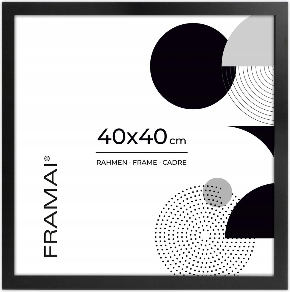 Fekete négyzet alakú képkeret 40x40 cm-es méretben