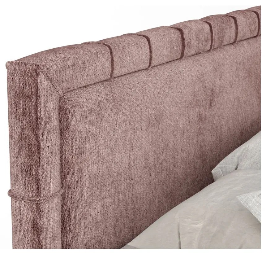 Rózsaszín ágyneműtartós boxspring ágy 160x200 cm Voyage – Maison de Rêve