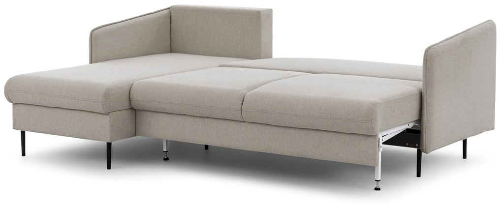 Movani ágyazható balos sarokkanapé - Loft 02 bézs szövött szövet / fekete lábak