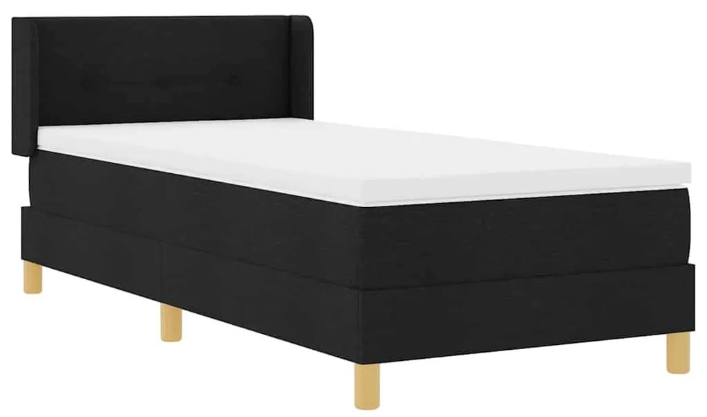 Boxrugós ágy Fekete és fehér és fekete 80 x 200 cm szövet