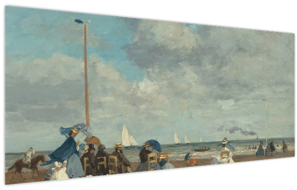 Kép - Eugène Boudin, Beach at Trouville, reprodukciók (120x50 cm)