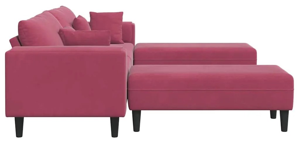 Bársony Kanapé párnával 3 pcs Bordó 208 cm Bársony