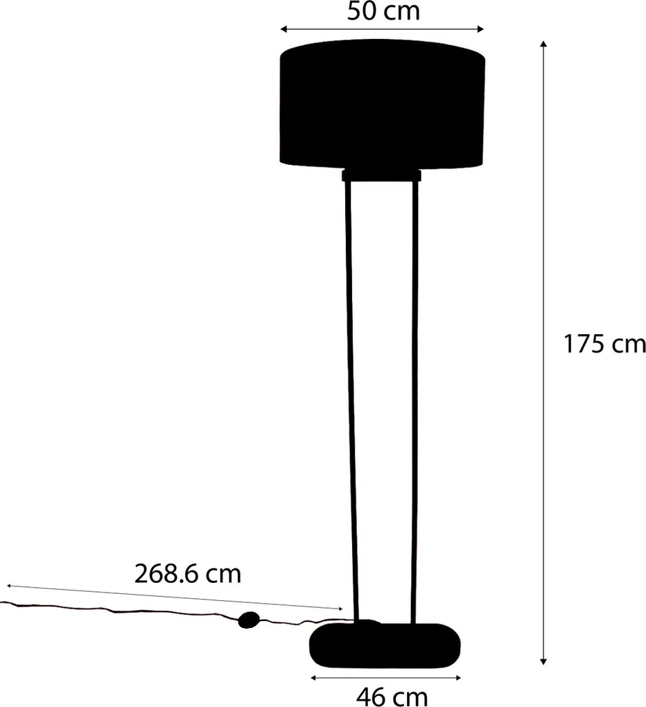 Állólámpa bézs színben, zöld ovális búrával és arany belsővel 50cm - Thijmen