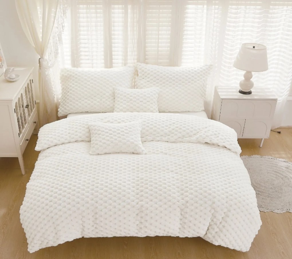 3 részes mikroplüss lapok 200x140cm+90x70cm Exkluzív Sweet fehér TiaHome