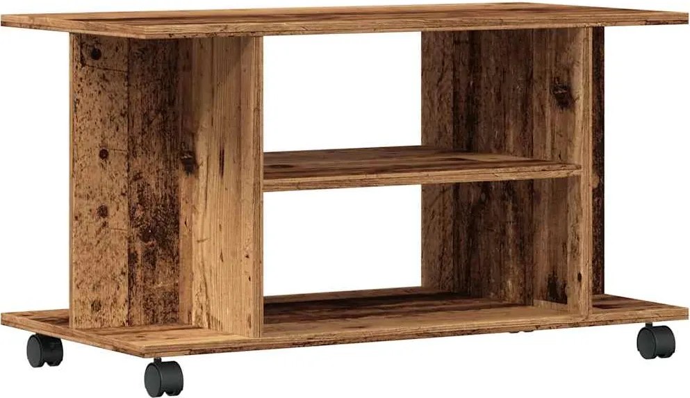 vidaXL antik fa színű szerelt fa TV-szekrény görgőkkel 80 x 40 x 45 cm