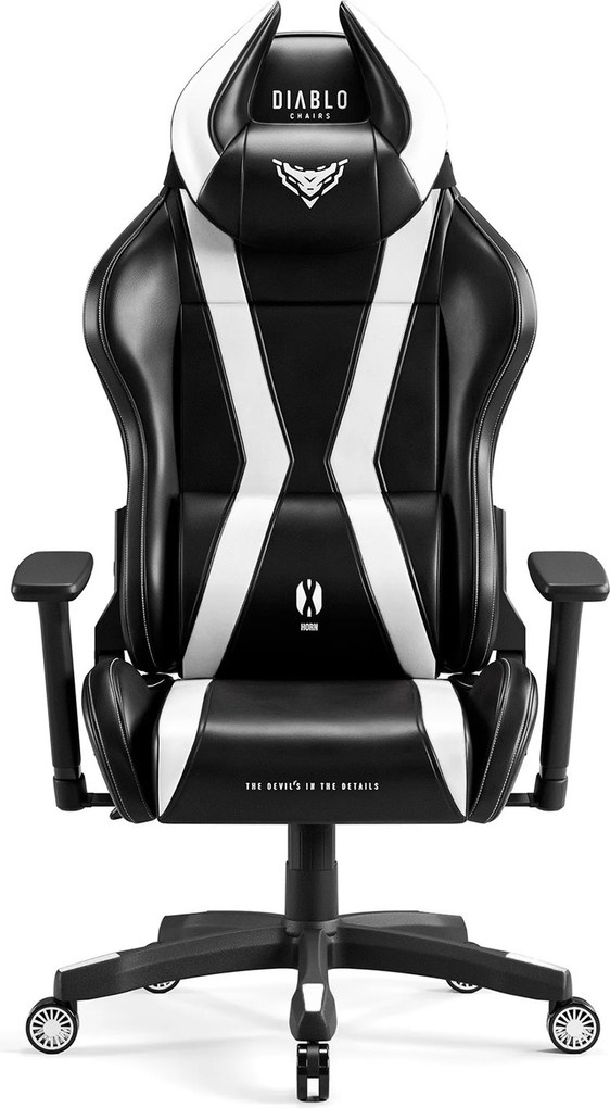 Gamer szék műbőr Normal Size, fekete-fehér: Diablo X-Horn 2.0