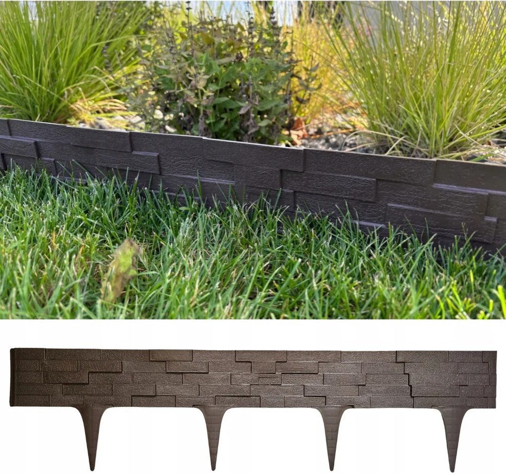 Palisada gyepszegély Stone 0,8mb sötétbarna Kerti dekoráció