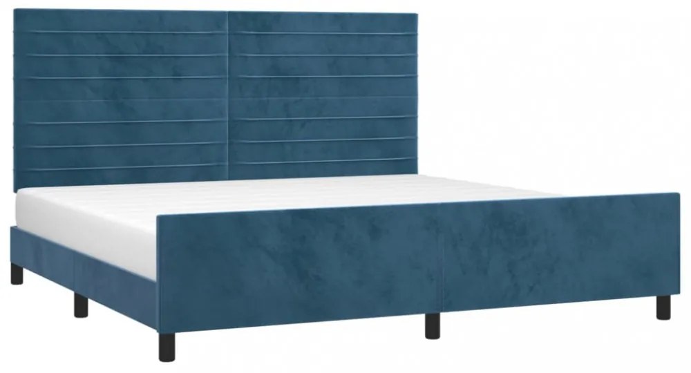 sötétkék bársony ágykeret matrac nélkül 200x200 cm