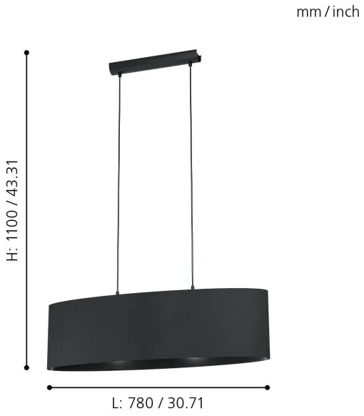 Eglo 99044 - Csillár zsinóron MASERLO 2xE27/40W/230V