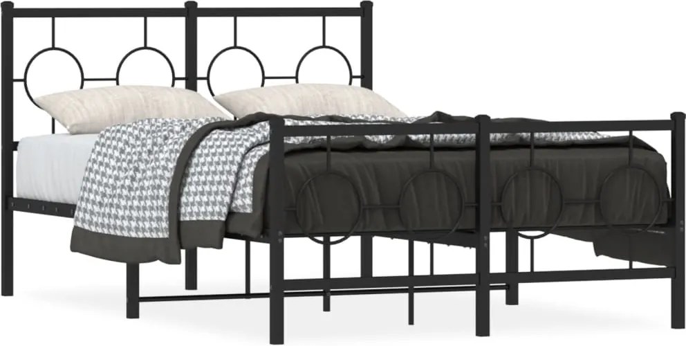 vidaXL fekete fém ágykeret fej- és lábtámlával 120 x 190 cm