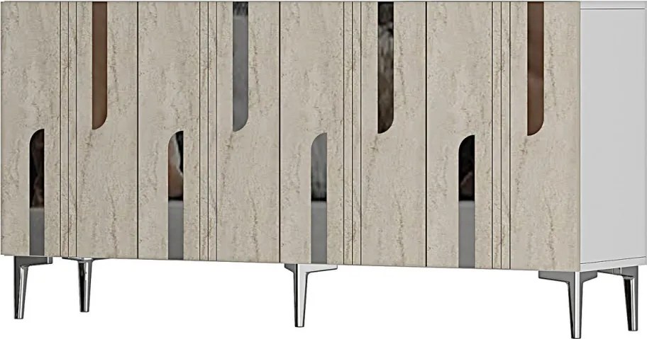 Nota komód, fehér-travertin, 150 cm – TR555CHM1705