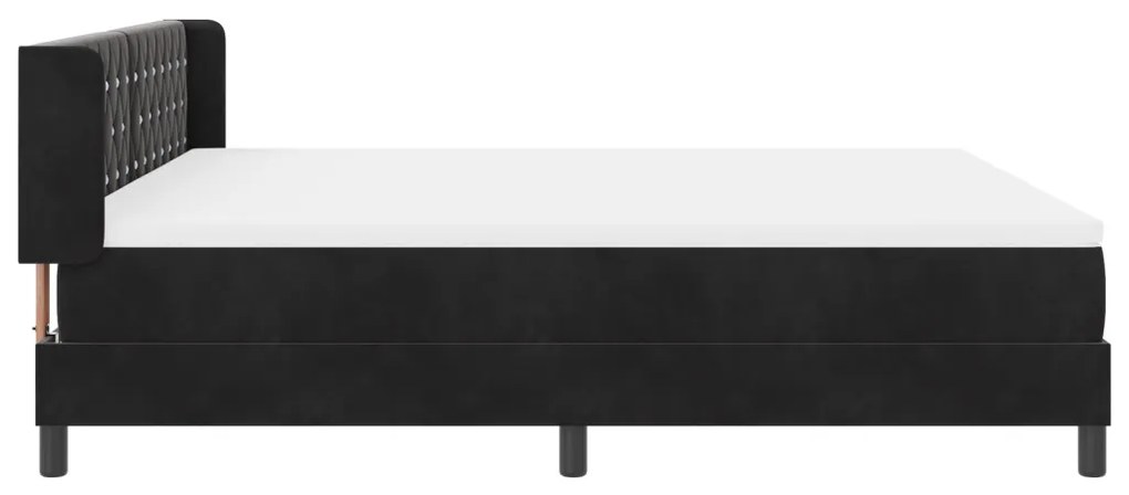 Boxspring Ágy Matrac Alappal Fekete 180x200 cm Bársonyos