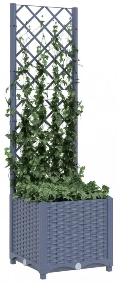 kék-szürke kerti virágláda ráccsal 40 x 40 x 136 cm PP