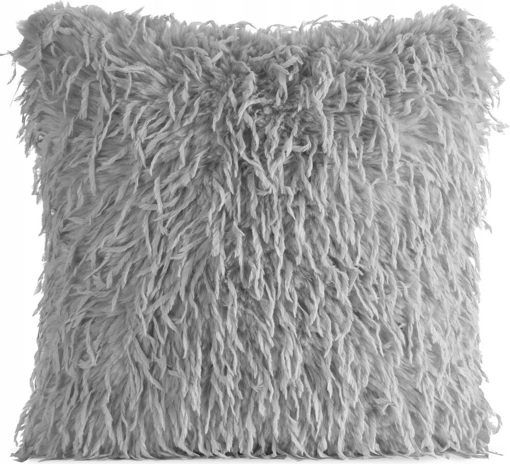 Szőrös díszpárnahuzat "jasiek" típusú párnára, Adore 45x45 cm, ezüst színű, Boho stílus