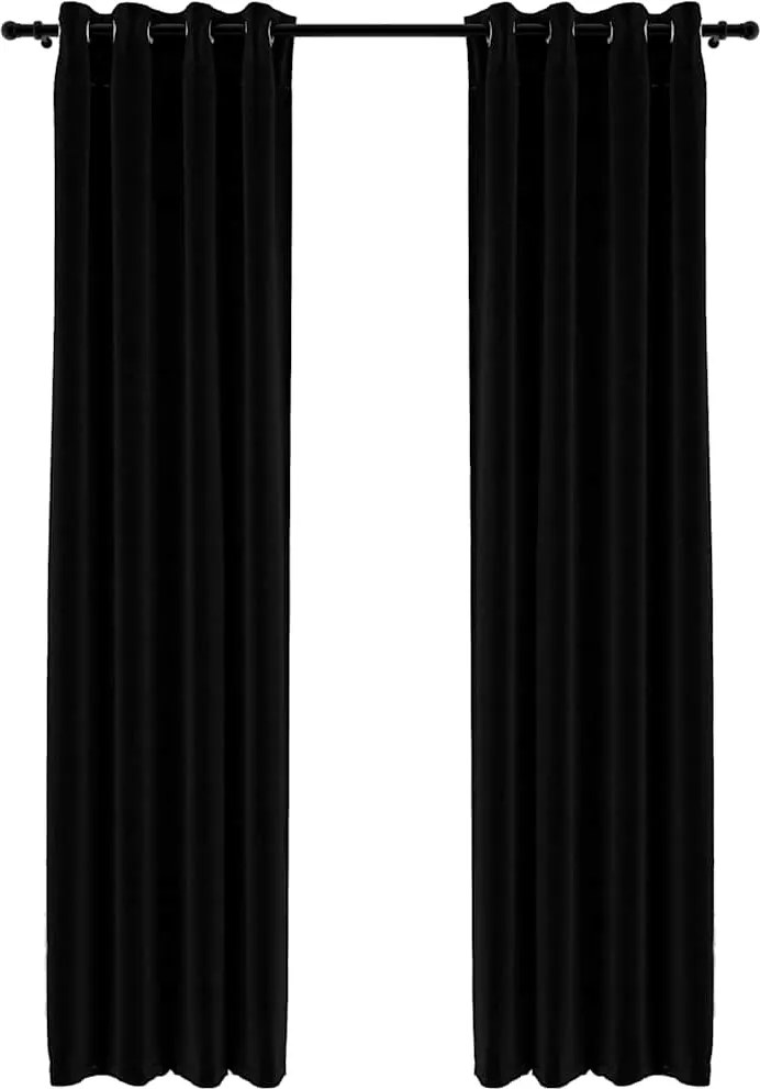 vidaXL 2 db fekete, vászonhatású sötétítőfüggöny fűzőkarikával 140 x 225 cm