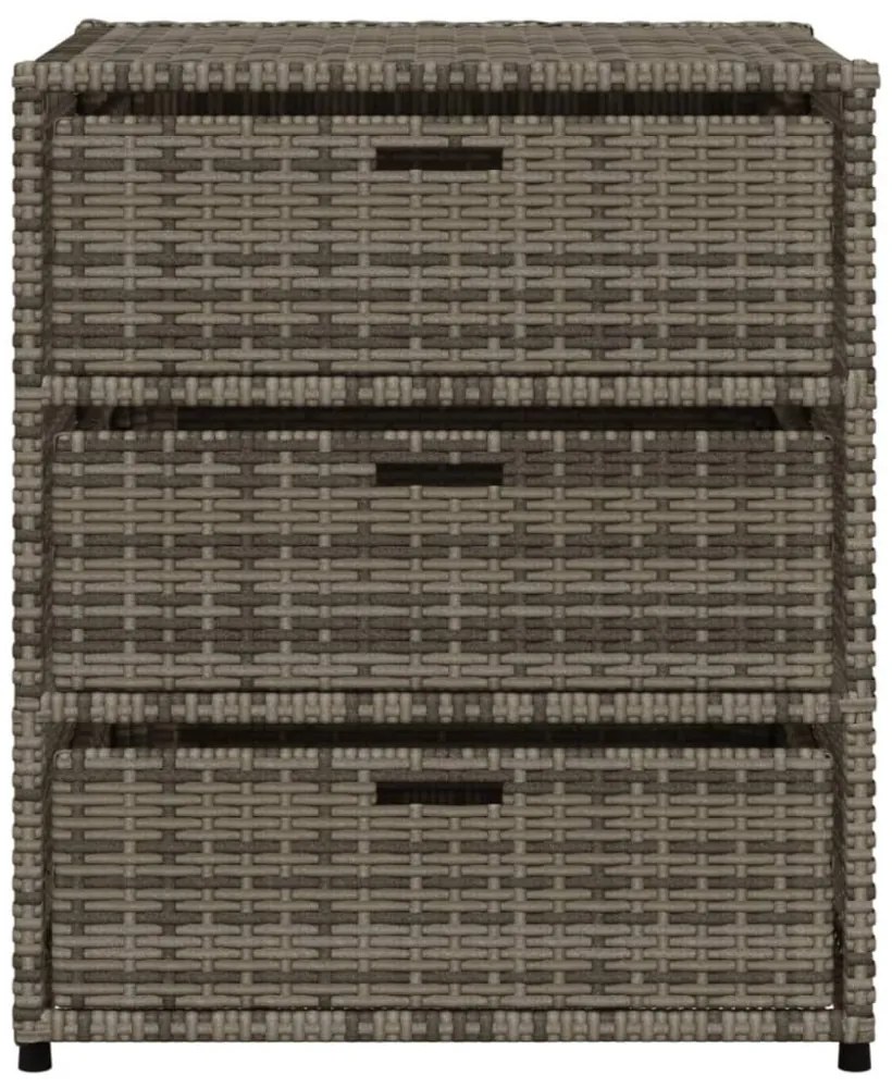 szürke polyrattan kerti tárolószekrény 55 x 59 x 69 cm