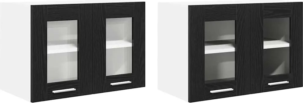vidaXL Függő szekrény 2 pcs Fekete tölgy 60 x 31 x 40 cm Faanyag